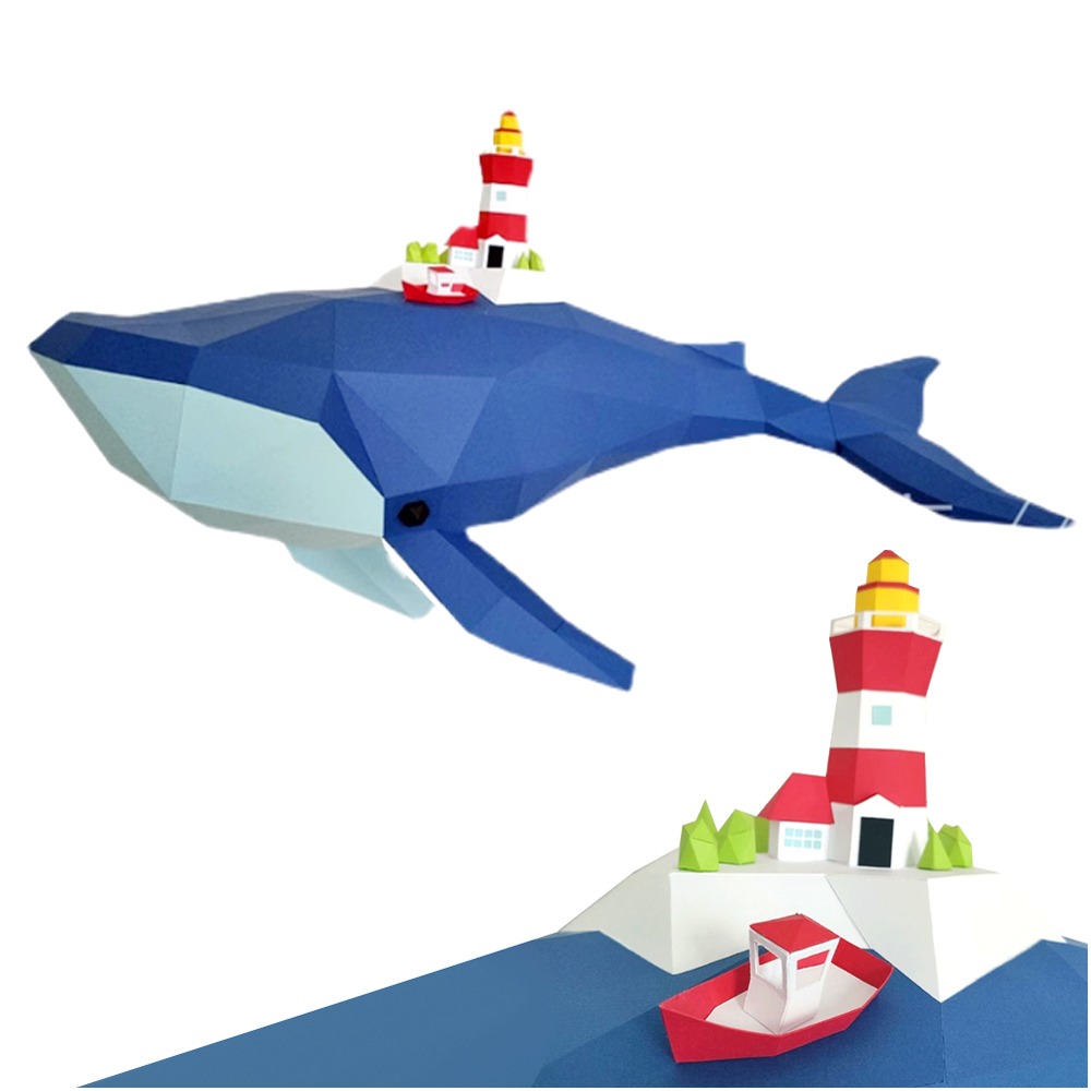 고래 돌고래 상어 범고래 등대 해양 동물 입체 DIY 종이 접기 소품 장식 놀이 만들기