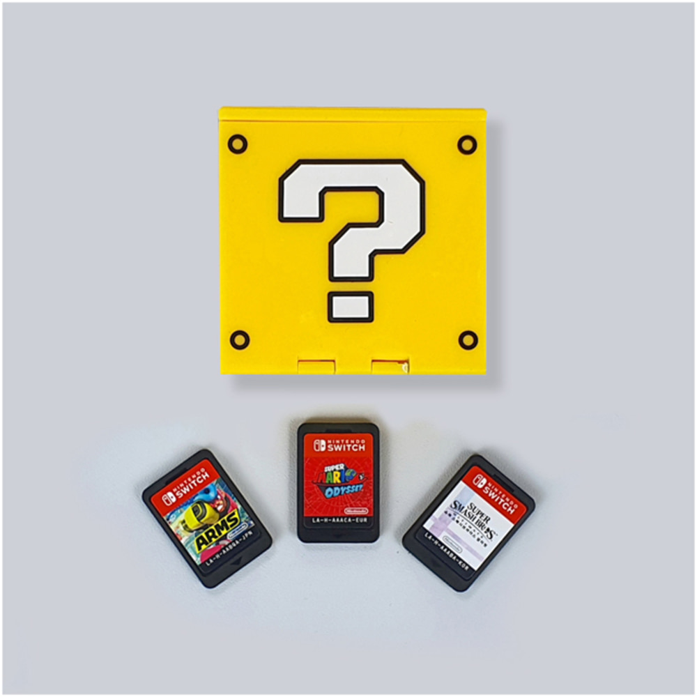 물음표 박스 닌텐도 스위치 게임칩 카드 수납 케이스 보관함 옐로우