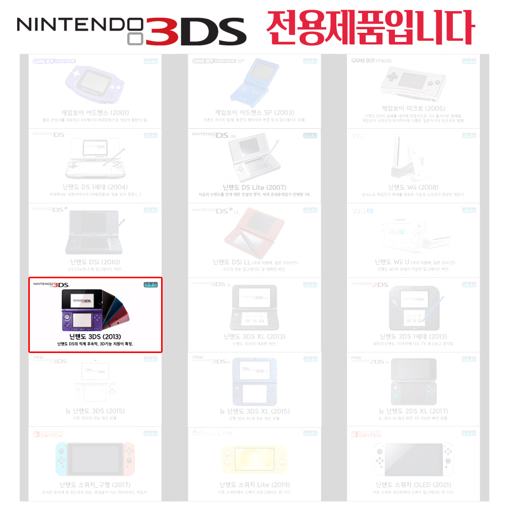 닌텐도 3DS 투명 크리스탈 케이스 풀커버 액정 보호 필름 2종 방탄셋트