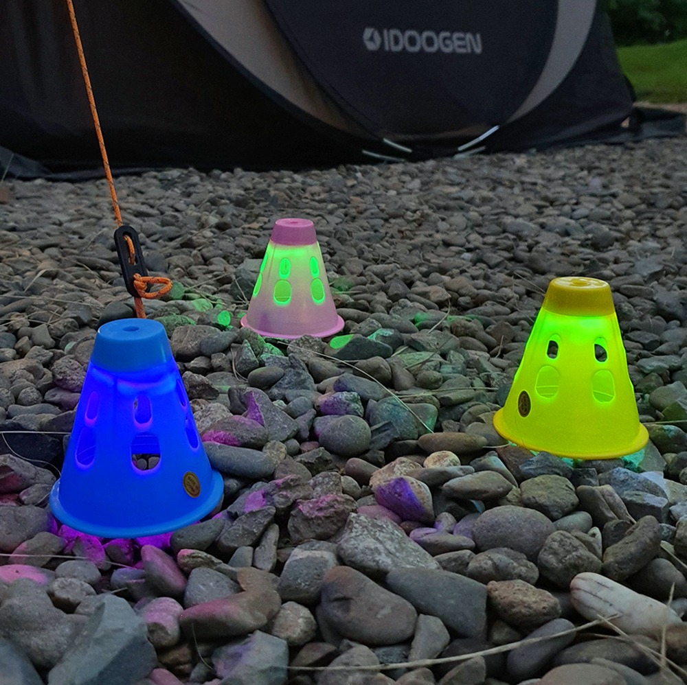 캠핑 꼬깔 삼각 LED 야광 텐트 타프 조명 스트링 줄 끈 스트랩 가드 넘어짐 방지 매너