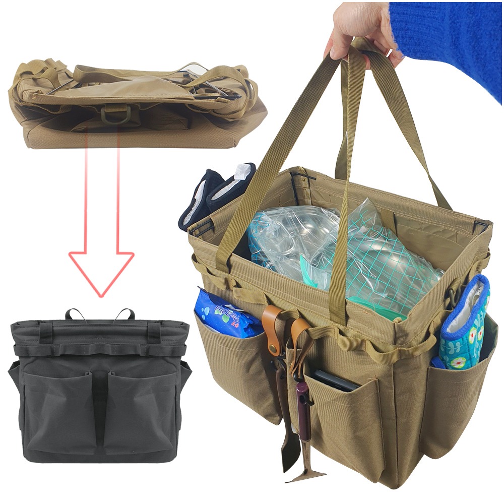 캠핑 압축 데이지 체인 스트랩 포켓 다용도 장작 단조팩 조명 조리 냄비 장비 백 가방