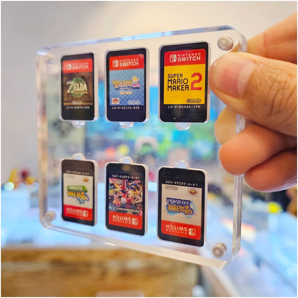 신가격판 닌텐도 스위치 oled 사각 게임 모양 칩 팩 카드 보관 아크릴 투명 장식 카트리지 커버 케이스