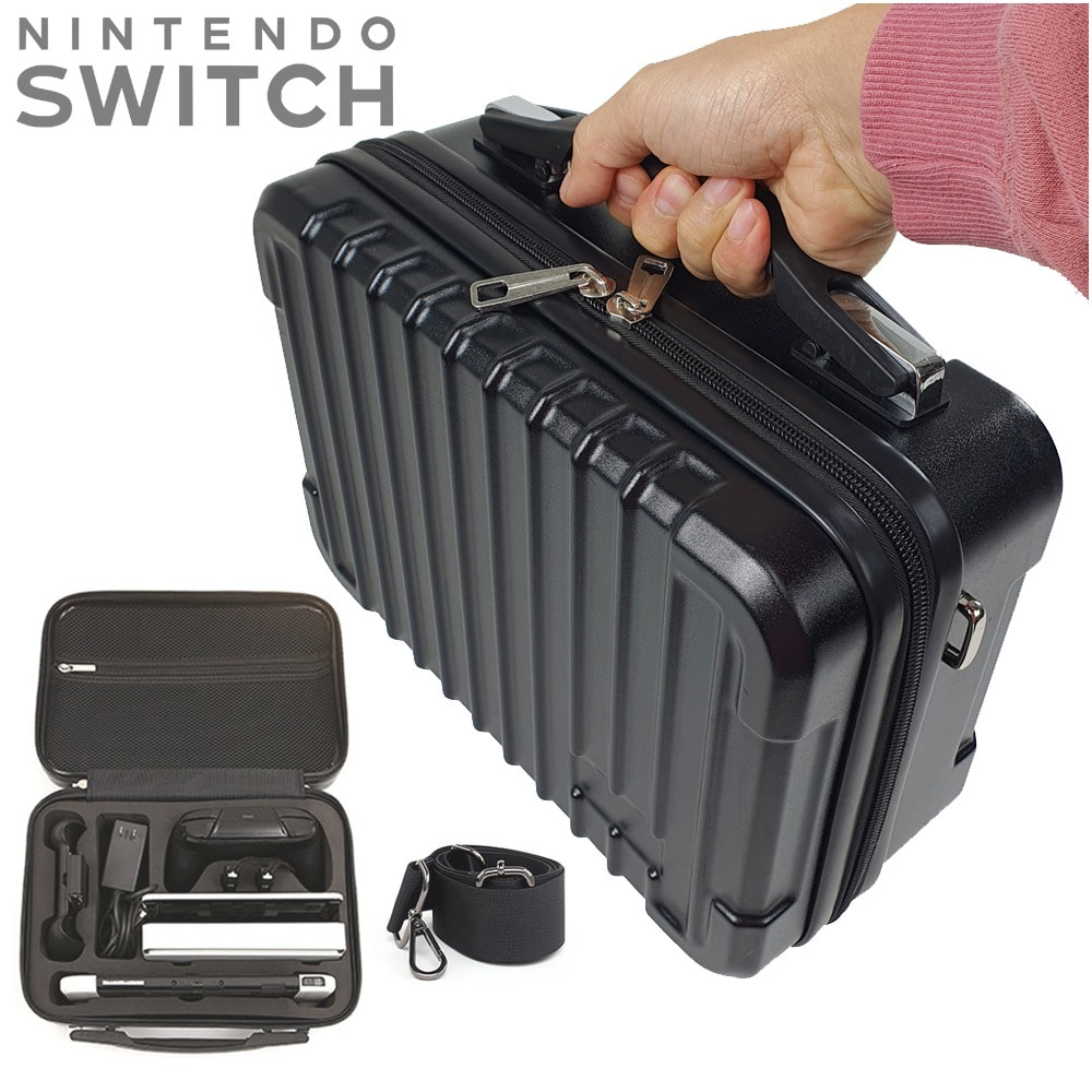 신가격판 닌텐도 스위치 OLED 레트로 캐리어 수트 하드 케이스 휴대용 파우치 숄더백 어깨끈 가방