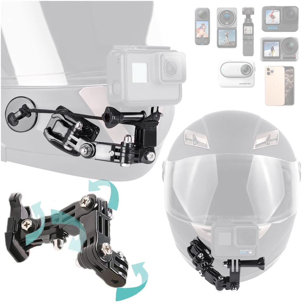 액션캠 헬멧마운트 3방향 연장거치대 오토바이 바이크 고프로 인스타360 휴대폰 오즈모 호환