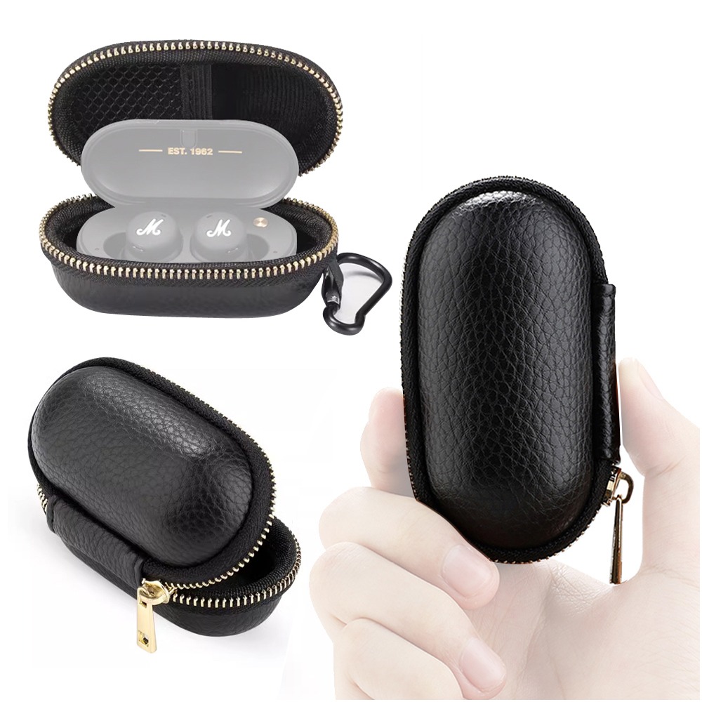 이어폰 마샬모드2 미니파우치 가방 케이스 가죽 USB 보관 카라비너 포함
